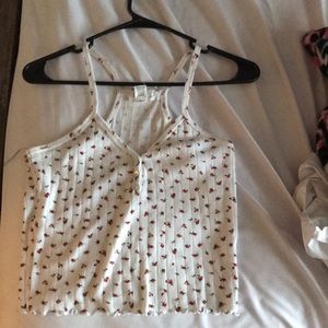 spaghetti straps flower tank